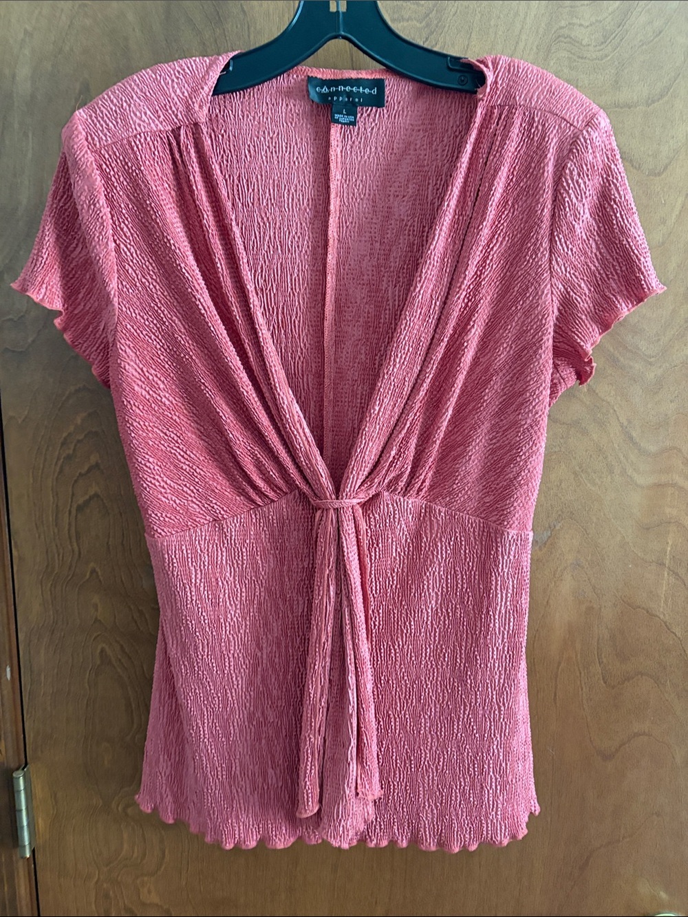 connected apparel Coral Knit Tie-Front Tunic Top
